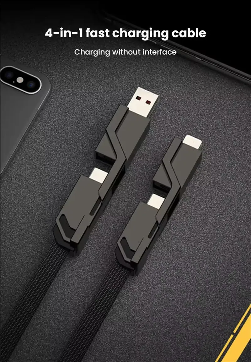 4 In 1 PD 100W USB Type C Data Charging For IPhone 16 15 14 13 Samsung Xiaomi Redmi Huawei Wire Cable Fast Charger_voghion.com
