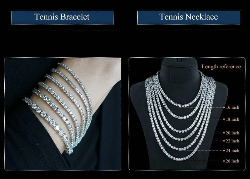 Bracciale da uomo VVS in moissanite all'ingrosso, collana in argento sterling con catena da tennis_voghion.com