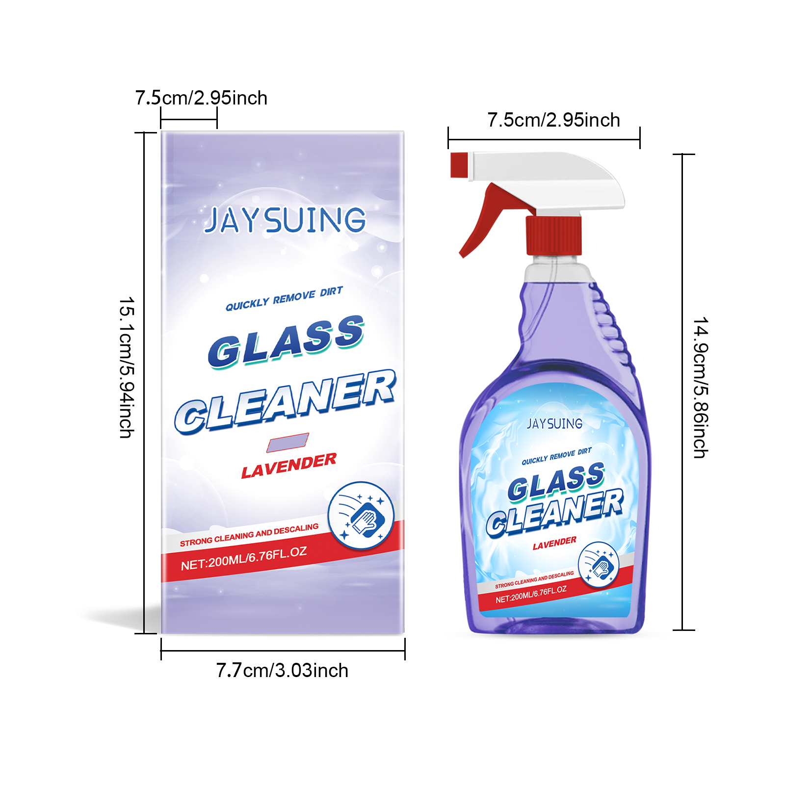 Jaysuing Lavender Scented Glass Cleaner Removes Dust, Dirt, Oil Stains And Cleaning Glass Household Cleaner_voghion.com