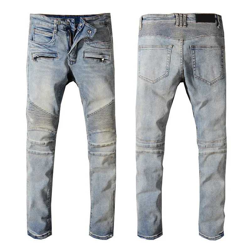Mens Jeans For Guys Rip Slim Fit Skinny Man Pants Orange Star Patches Wearing Biker Denim Cult Stretch Motorcycle Trendy_mkmklike.com