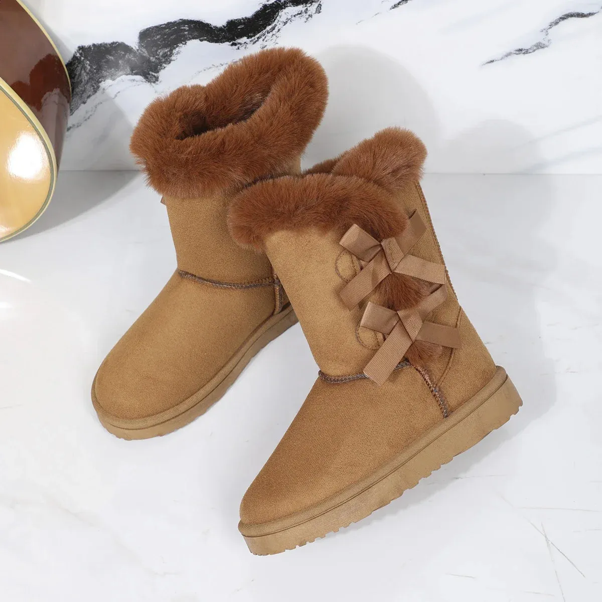 Classic Plush Snow and Calf Wool Boots Warm Winter Womens Shoes 240826_voghion.com