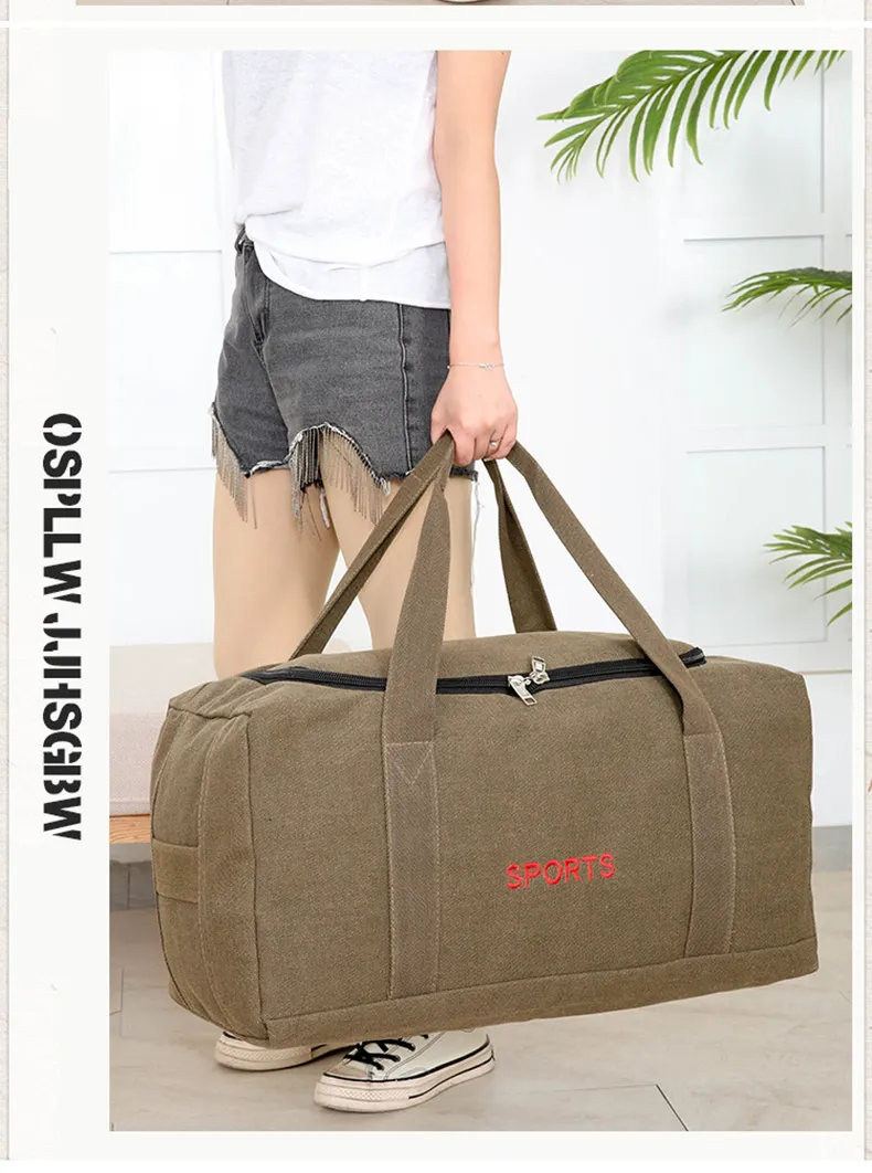 Unisex Vintage Canvas Travel Large Capacity Duffel Hand Lage Gym Pack Multifunction Sac De Voyage Weekend Bag_voghion.com