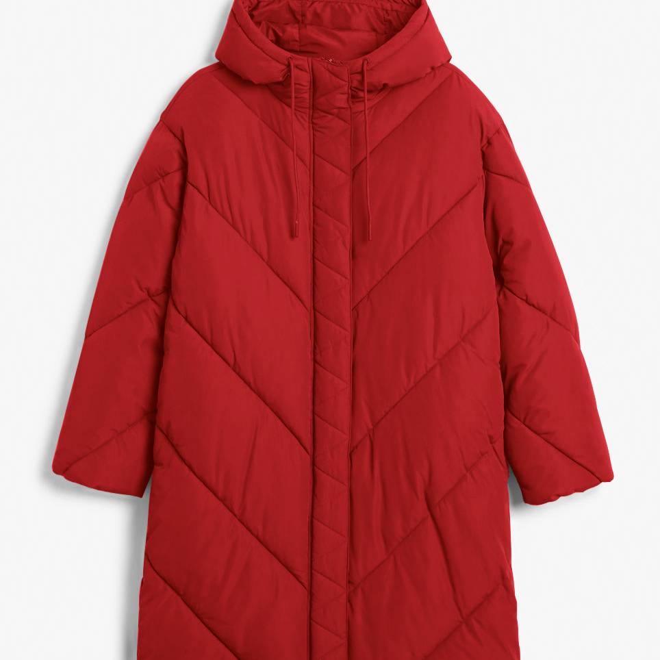 Women's Puffer Coat - Solid Colour Hooded Quilted Zip-up Jacket_voghion.com