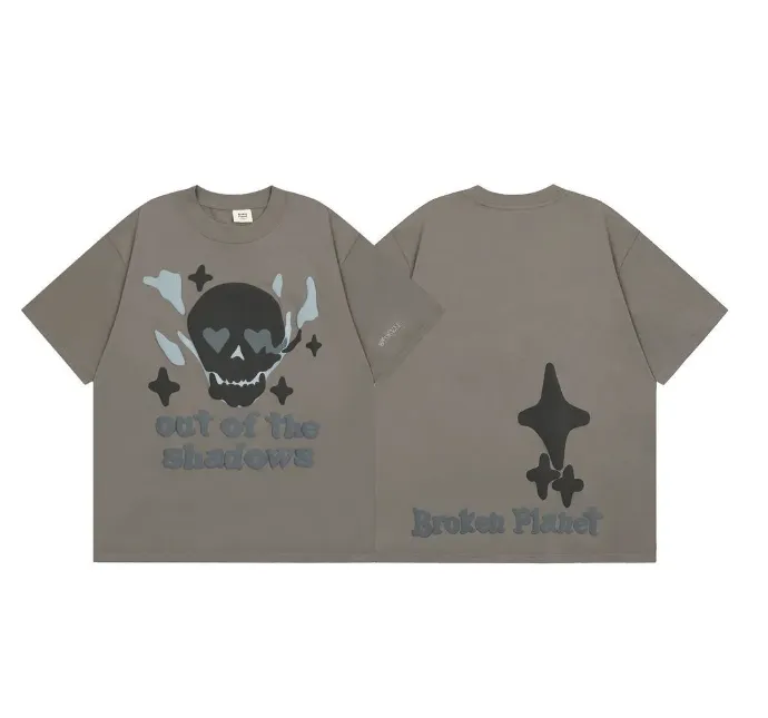 BROKEN Sommer Herren PLANETS Ärmel High Street Casual Rundhals T-Shirts Männer Teesdesigner T-Shirt Schaum Druck Broken_voghion.com