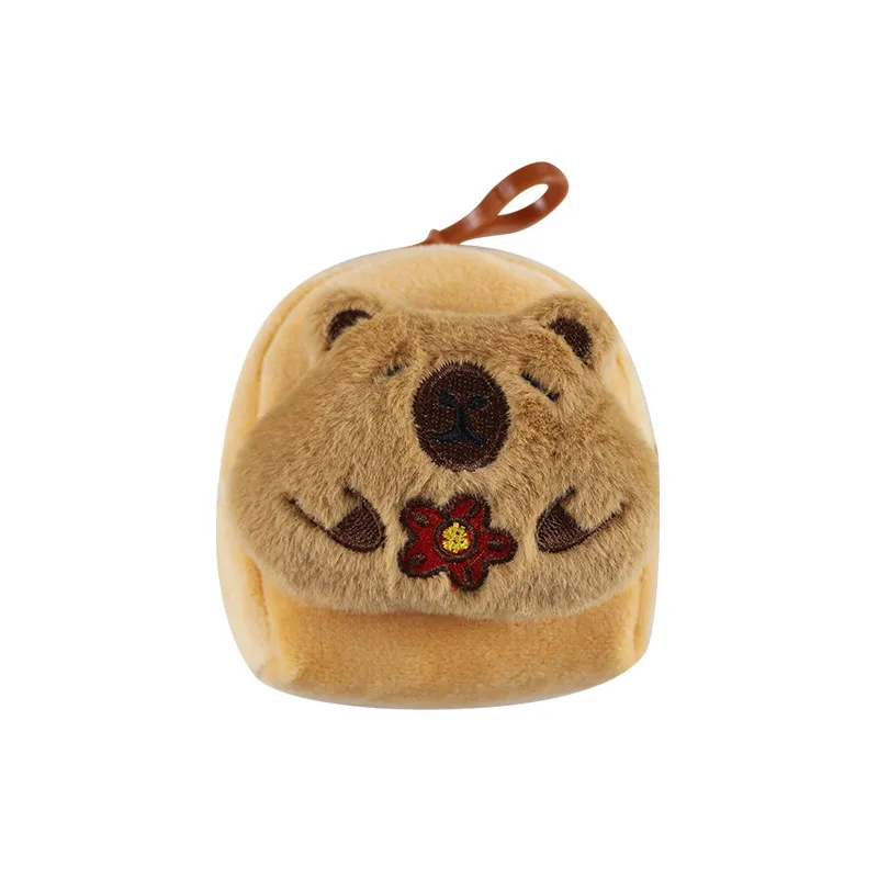 Capibala Zero Münzgeldbörse für Damen, Cartoon-Motiv, mit Reißverschluss, Plüsch, tragbar, Schlüsselanhänger, Aufbewahrung, Kopfhörertasche, Brieftasche, Anhänger_voghion.com
