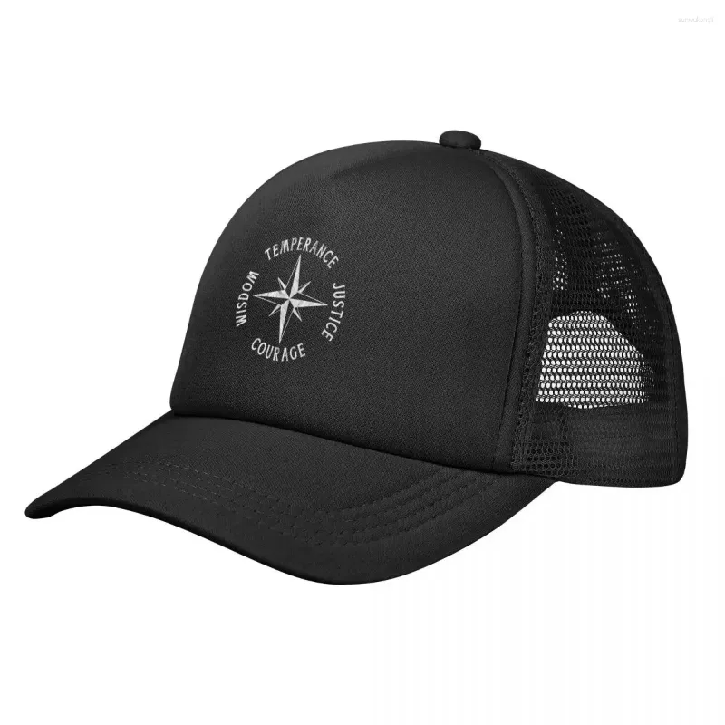 Ball Caps Four Stoic Virtues TEMPERANCE JUSTICE COURAGE WISDOM Compass Stoicism Baseball Cap Bobble Hat Fluffy Woman_voghion.com