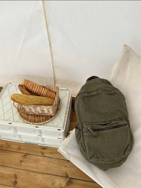 Vintage platneni ruksak za žene s patentnim zatvaračem, ležeran, srednjeg kapaciteta, u preppy stilu, ženski, Ba241031_voghion.com