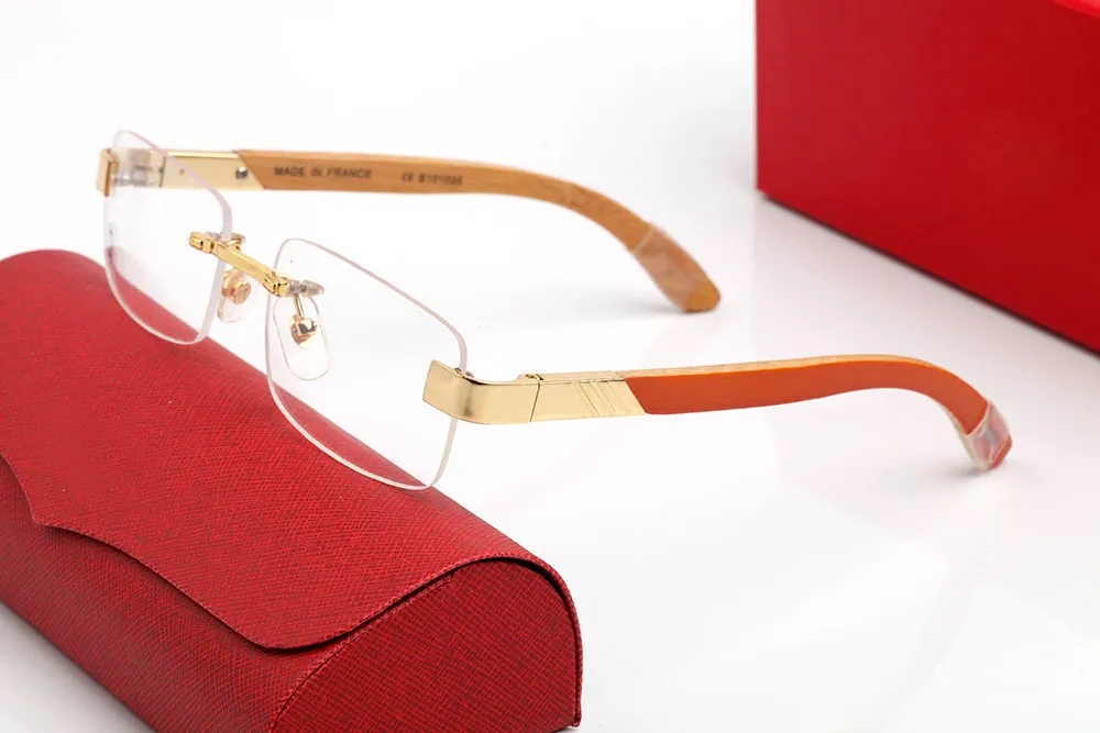Classic Square Men Women Sunglasses Brand Optical Frames Clear Lenses Golden Metal Decorative Design Wooden Legs_viptrois.com