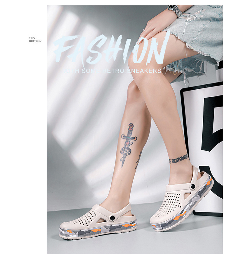 0916 Summer Beach Hole Fashion Trend Two Wear Men's Sandals Camo Shoes_voghion.com