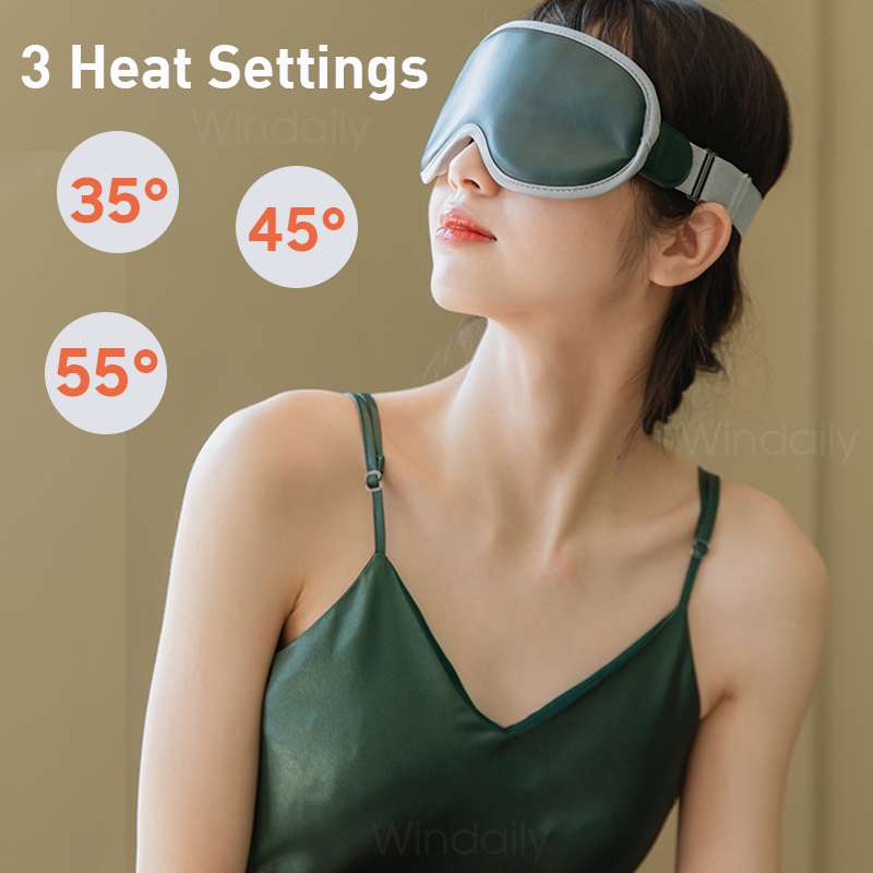 Maschera per gli occhi riscaldata con vibrazione e massaggiatore per gli occhi, 5 modalità, spegnimento automatico, ricaricabile tramite USB, maschera per dormire calda con telecomando_voghion.com