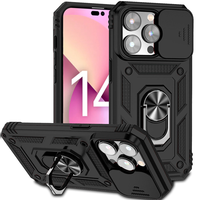 TechGlobe TechGlobe Cross-Border Compatible IPhone 14 Pro Sergeant Push Window 2-in-1 Shockproof Phone Case 17 Ring Holder Protective_voghion.com