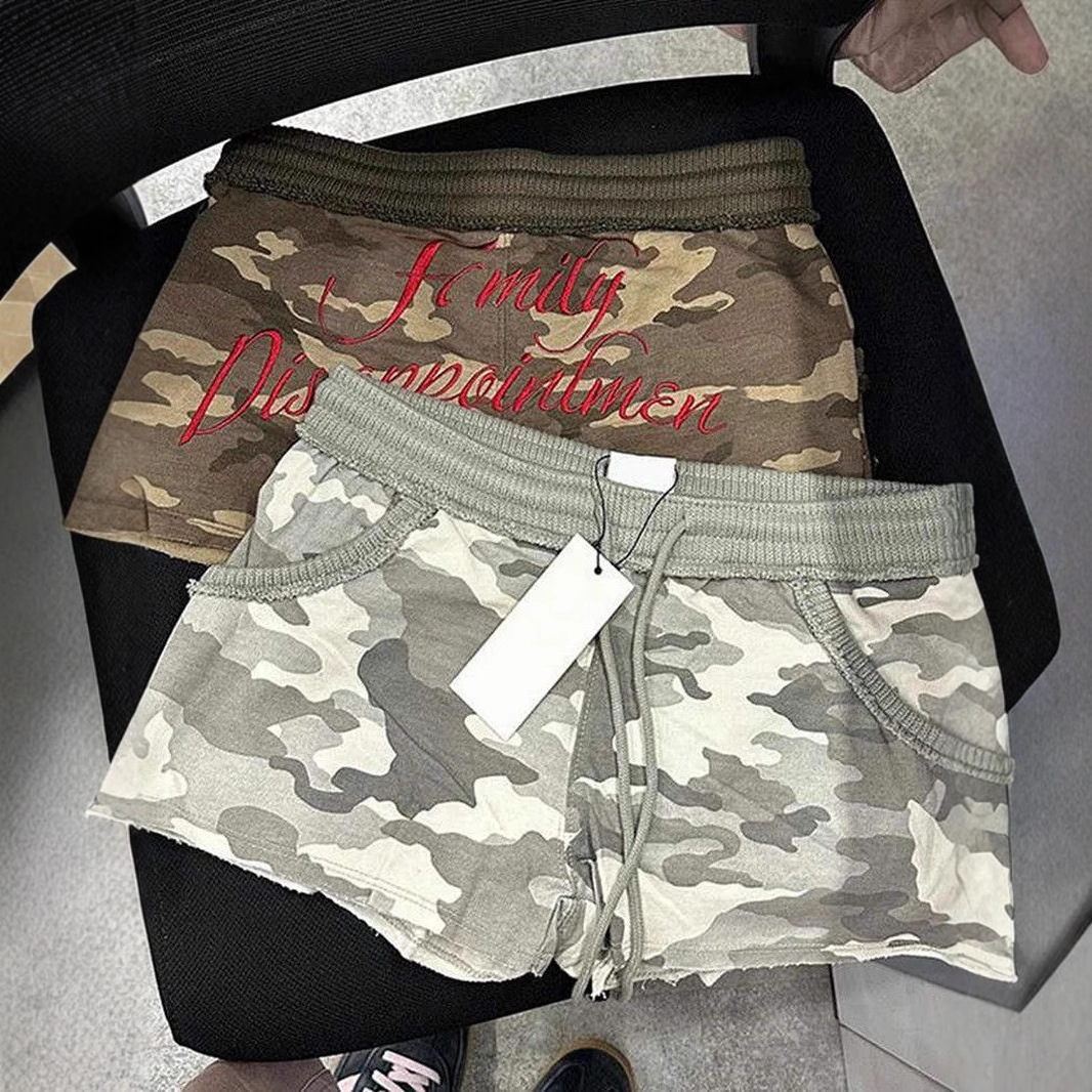 European And American Cross Border Retro Summer Camouflage Workwear Sports Shorts For Women Hot Girls Hip Wrapped Slimming Hot Pants