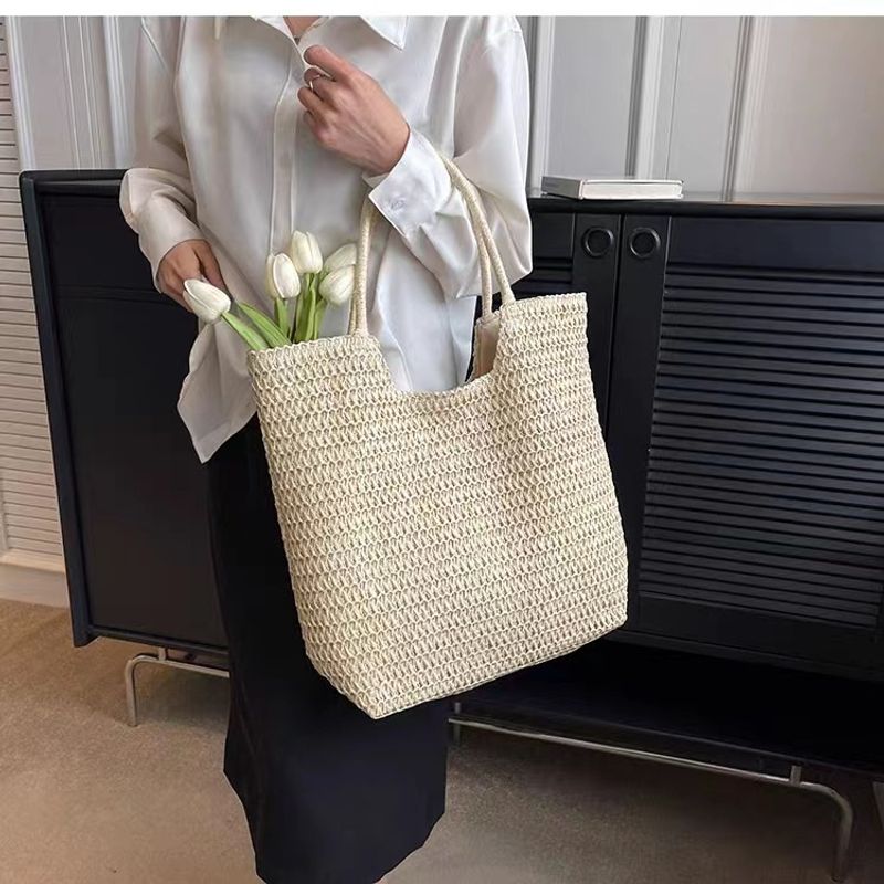 Sommer neue modische One-Shoulder-Gras gewebte Tasche, lässige Damentasche, Strandtasche, Damen vielseitige Damentasche_voghion.com