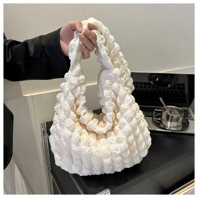 Borsa a tracolla tinta unita grande capacità borsa a mano trapuntata imbottita sotto le ascelle borsa per scarpe Y241026_voghion.com