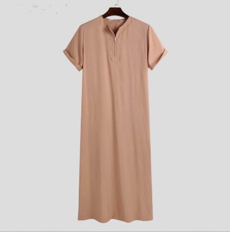 2024 New Muslim Middle East Arab Dubai Malaysia Men's Shirt Zipper Muslim Robe_voghion.com