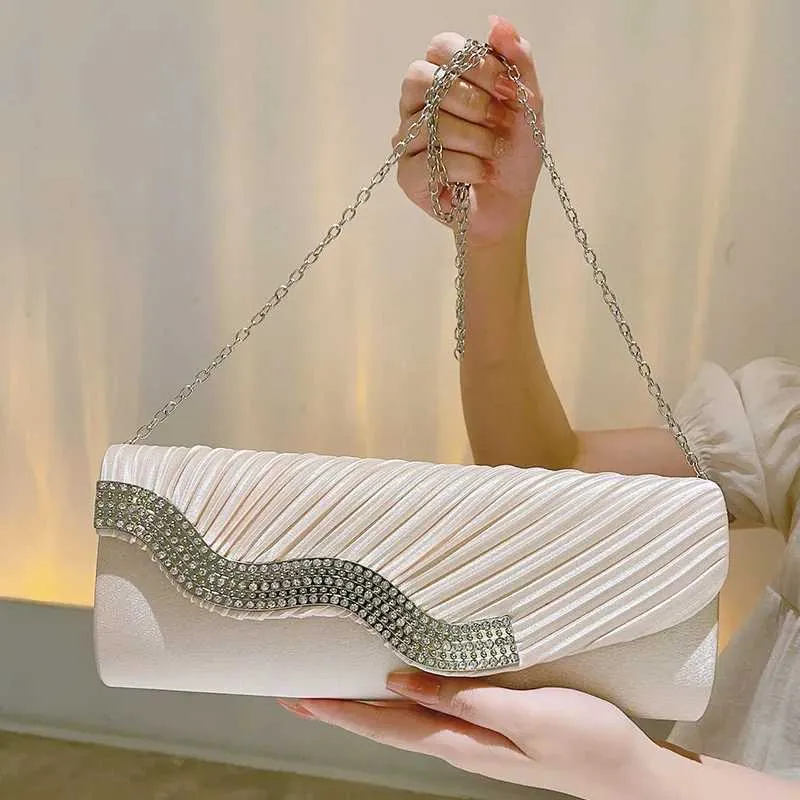 Düğünler, Partiler ve Ziyafetler İçin Uygun Şık Parlak Akşam Çantası Kadın Kristal Gün Uzun Cüzdan Zinciri Dia_voghion.com