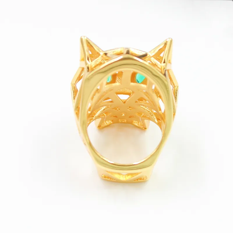 Trendiga Leopard Djur Finger Ring Gröna ögon Hollow Panther Heads Ringar För Män Kvinnor Festsmycken_voghion.com