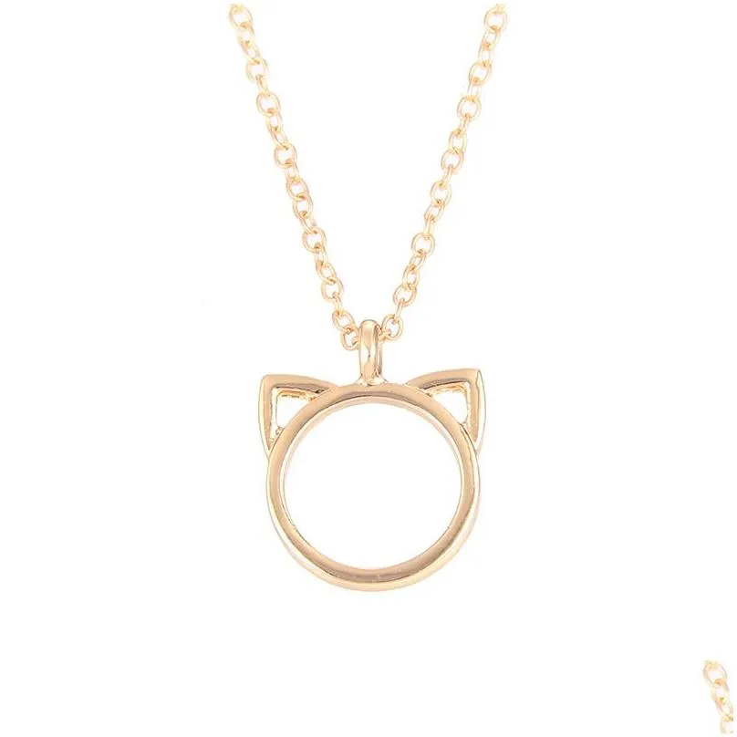 Collana con ciondolo a forma di orecchio di gatto bicolore, collane con ciondolo a forma di animale con carta Mes, gioielli alla moda, consegna a domicilio Jewelr_voghion.com