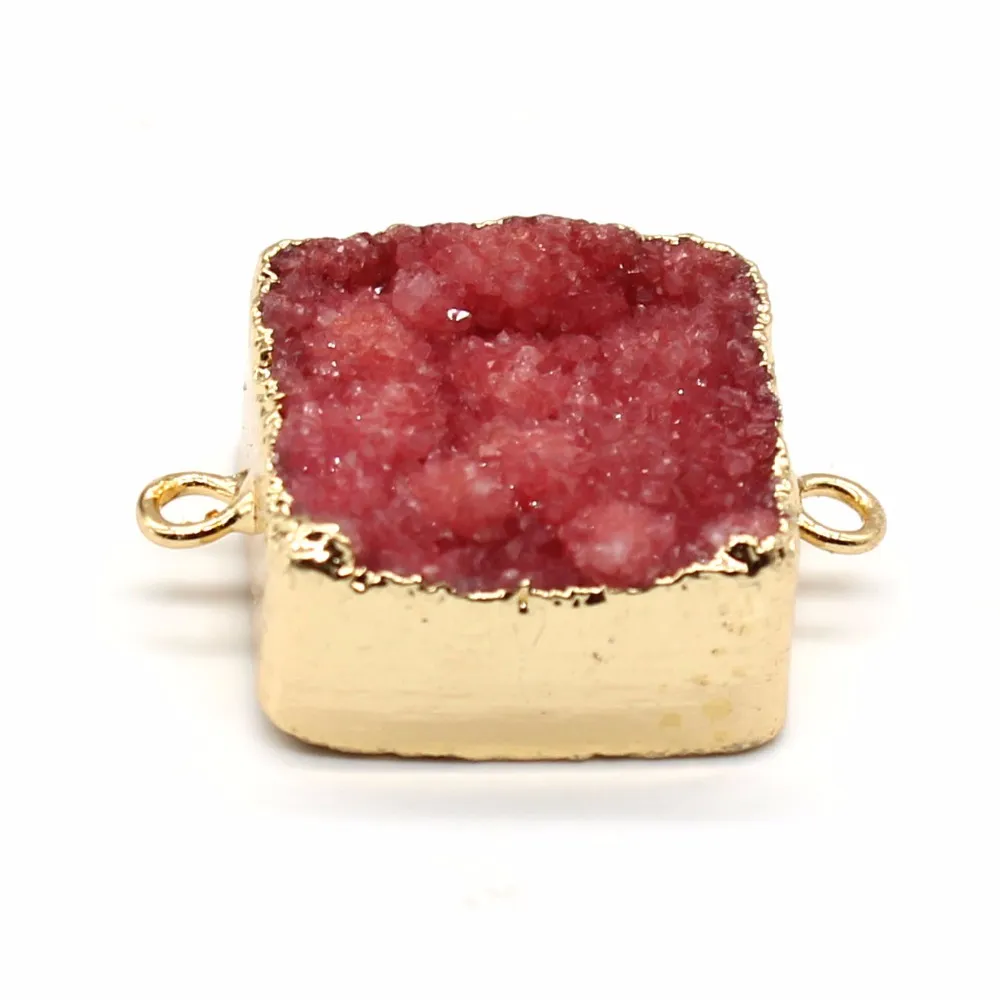 Colliers pendentifs 100-Unique 1 pièce couleur or jaune clair forme irrégulière rectangle cristal teint plusieurs couleurs double_voghion.com