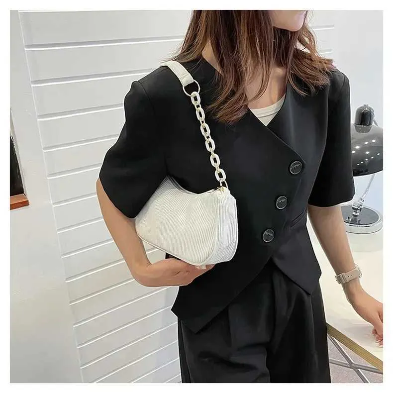 1 Stück Fi Retro Cord Unterarm lässige Umhängetasche einfarbig Reißverschluss Damen Handtasche Cluh Y241025_voghion.com
