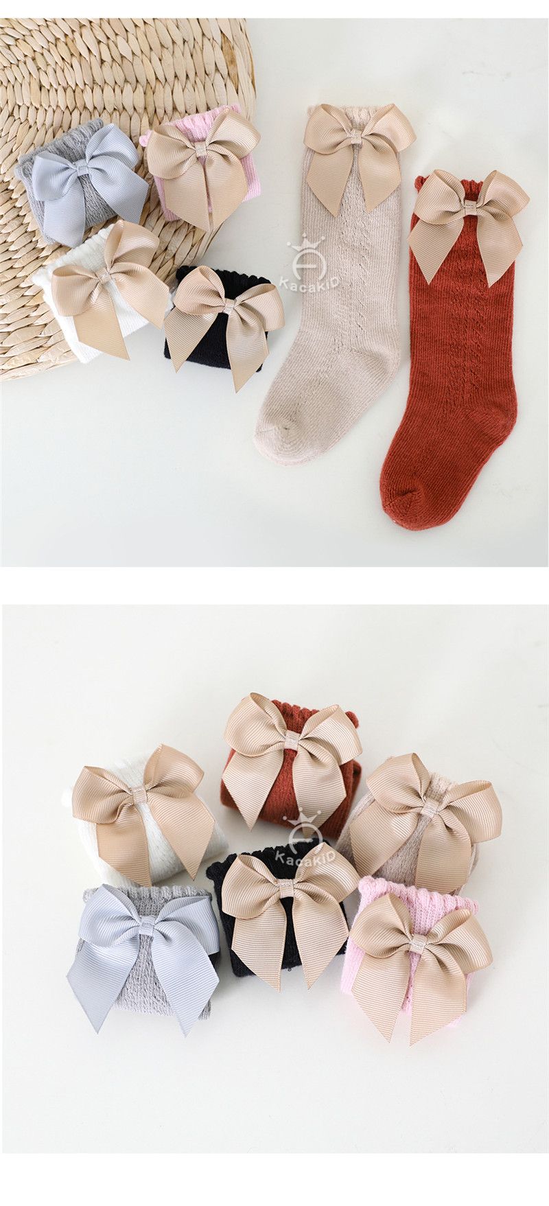 Neu Sommer Baby Knie Hohe Socken Kinder Mädchen Bogen Lange Socke Weiche Baumwolle Mesh Atmungsaktive Kinder_voghion.com