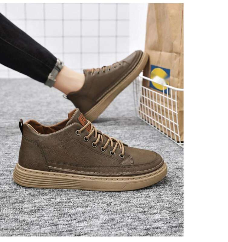 Tavaszi új, lélegző, vízálló és csúszásgátló, alkalmi, fekete bőr munkavédelmi cipő férfiaknak_voghion.com