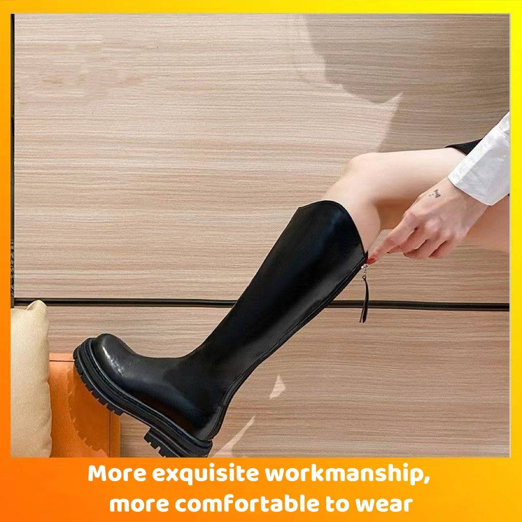 Net with long boots high and thick sole increase horseshoe with motorcycle boots knight boots female ins tide