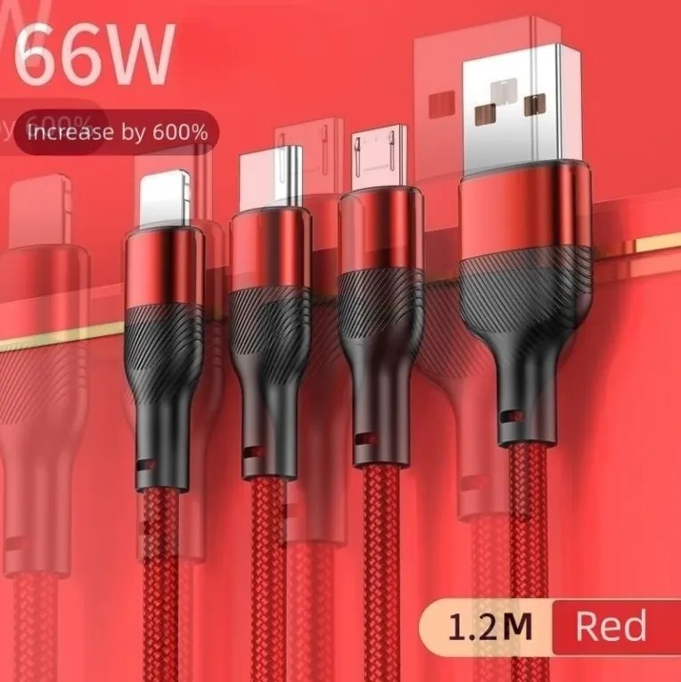 Promotional Gift Custom Design Shape 66w Multi Charger Cord Mobile Phone USB 3 In 1 Charging Cable_voghion.com
