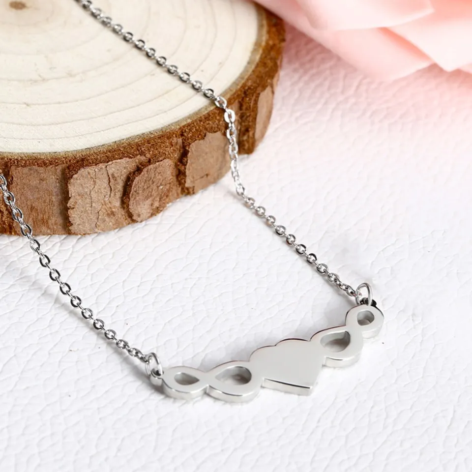 Hjärta infinity halsband i rostfritt stål för damer_voghion.com