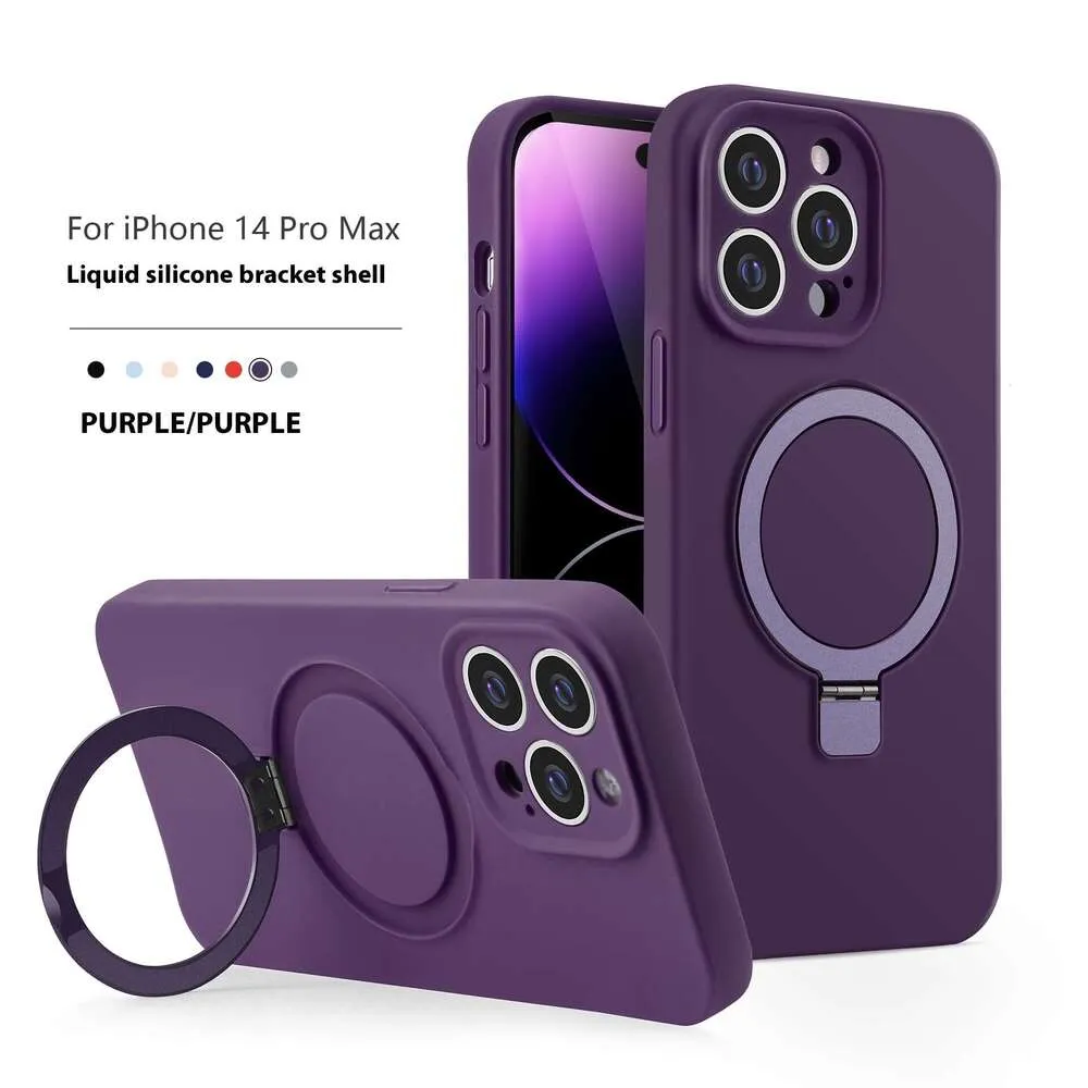 Vloeibare siliconen voor iPhone 15 magnetische standaard mobiele telefoon beschermhoes AP 16 anti-val_voghion.com