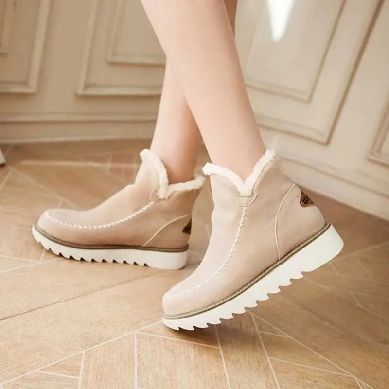 Frau Winter Mode Schnee Casual Leder Baumwolle Damen Stiefel kniehohe stiefel Plattform Schuhe botines mujer XW6.5_voghion.com