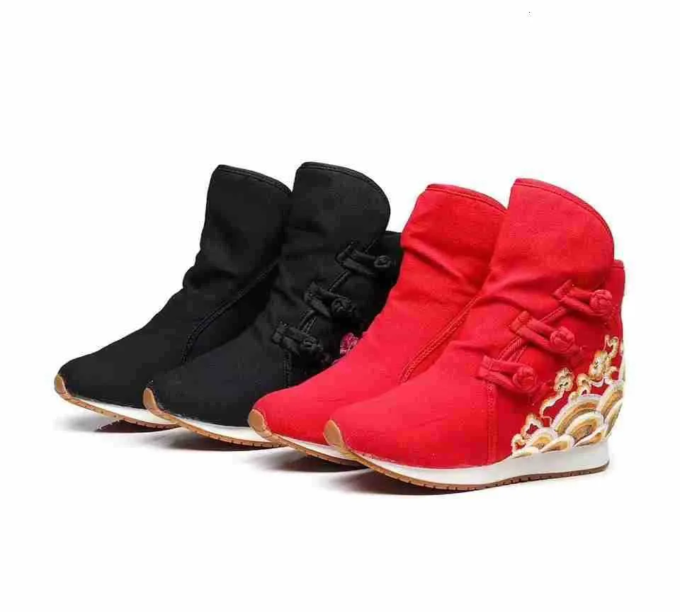 Bottes à franges en toile à tête ronde, non remboursables et non échangeables, chaussures adhésives, pour l'automne et l'hiver_voghion.com