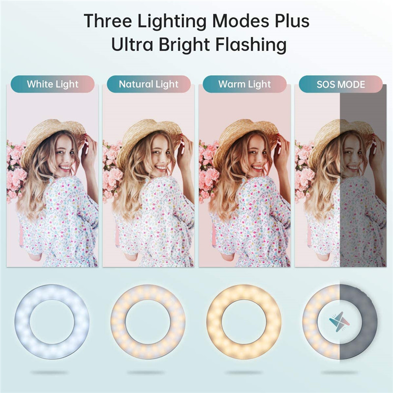 Upgrade 3200K-6500K LED-Clip-Ringlicht 40 LED-Lampe Selfie-Fülllichter für iPhone Android-Mobiltelefon USB-Ladeverbesserungslampe_voghion.com