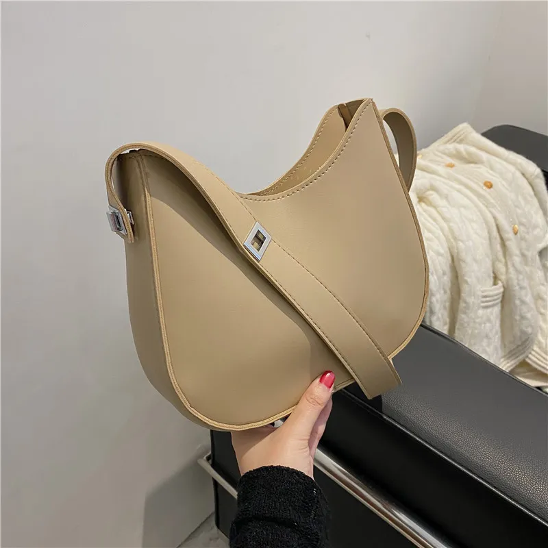 Yogodlns Half-Moon Shoulder Underarm PU Leather Armpit Retro Crossbody Bag Designer Ladies Portable Handbag Totes Purse_voghion.com