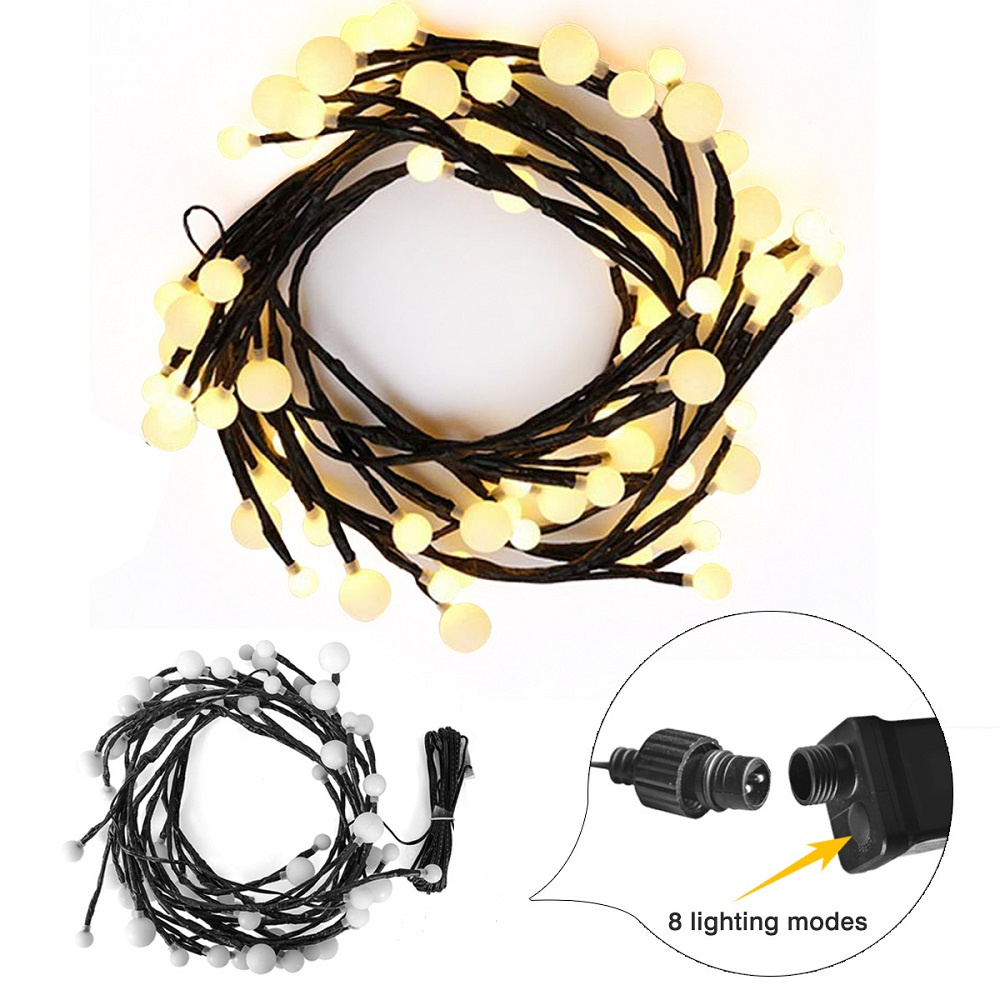 2.5M 60LED Willow Vine Lights String DIY Artificial Plants Willow Vine Lights Christmas Decorations for Walls Bedroom Year Party_voghion.com