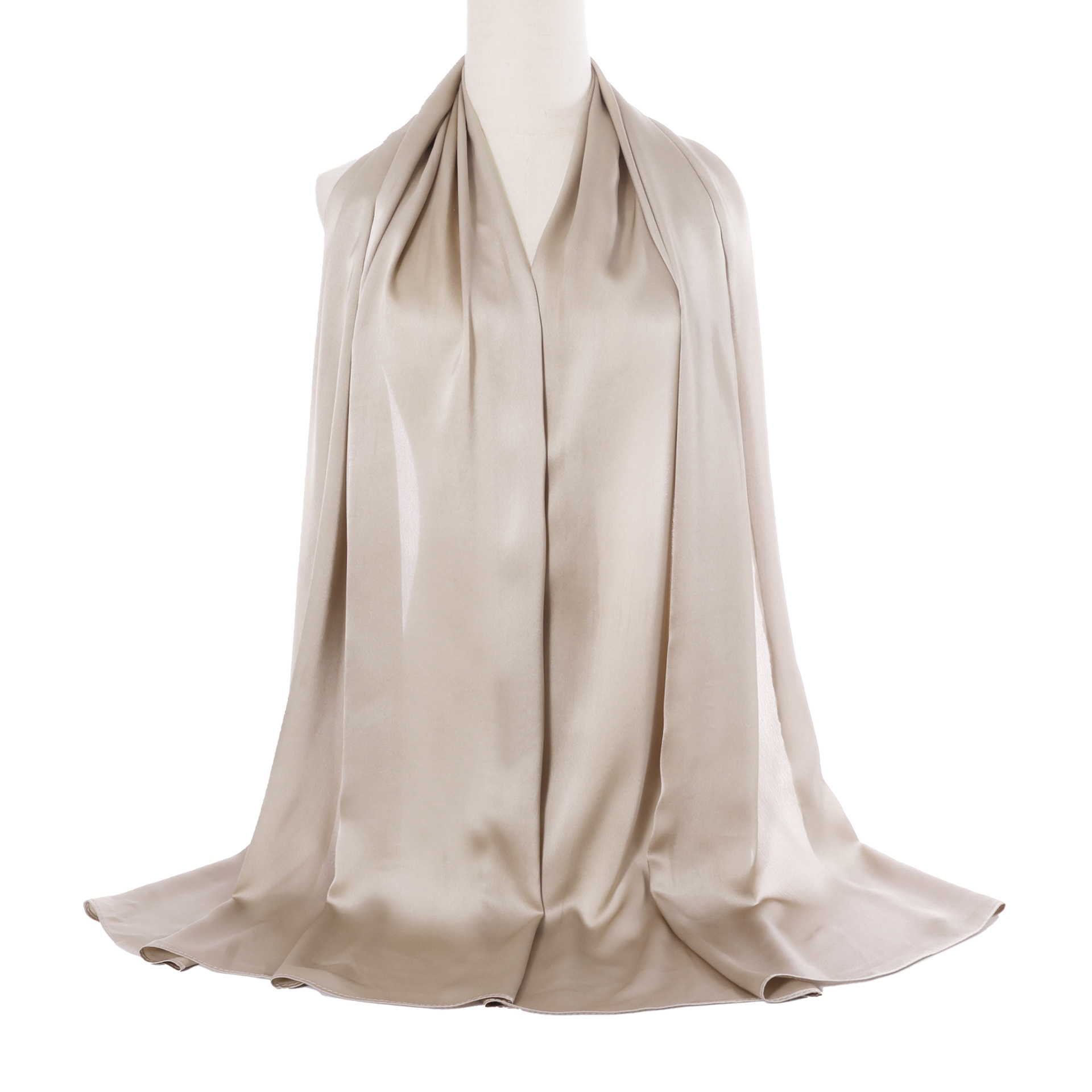 Breathable Wrinkled Satin Scarf - Simulated Silk Elastic Long Head Scarf (Cool & Lightweight, Malaysian Style, Bright Colors For Women)