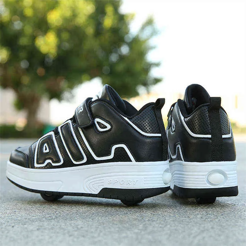 Chaussures de sport à roulettes avec deux roues pour enfants garçons filles mode tennis enfants garçon fille patinage roue sneaker_voghion.com