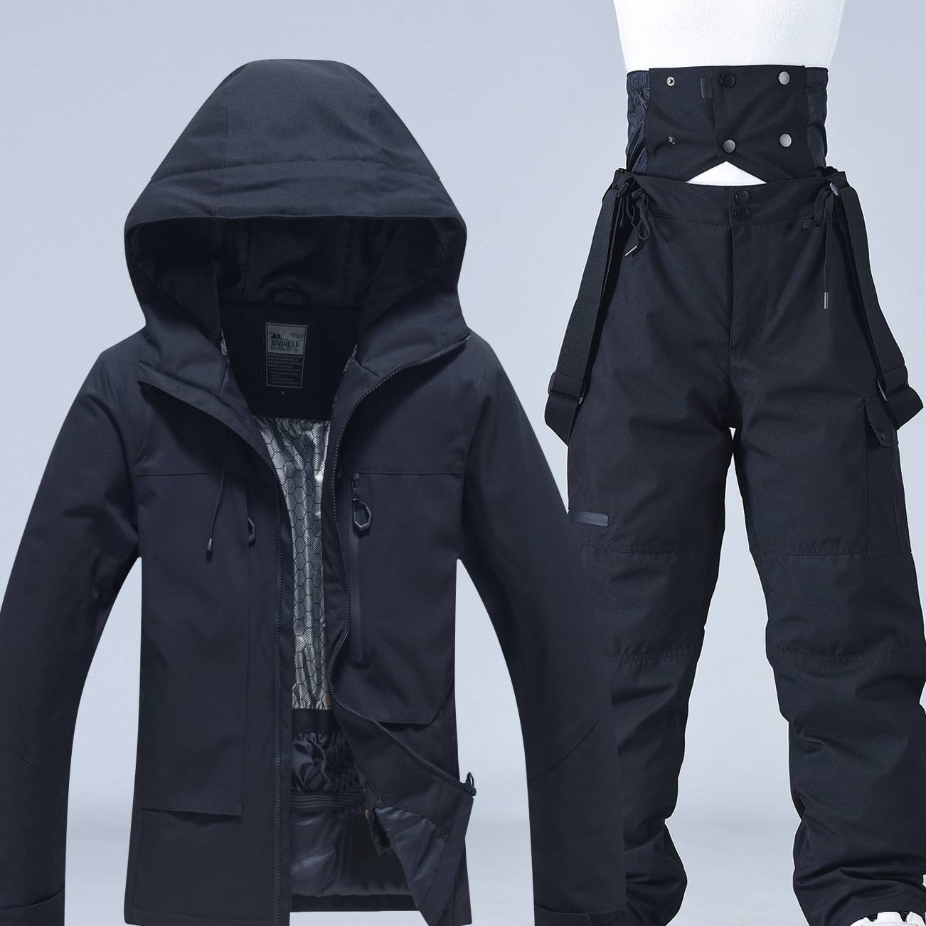 Tüm Mevsim Kayak Kıyafeti Seti - Rüzgar Geçirmez ve Su Geçirmez Kar Giysisi (Termal Pamuklu Astar, Nefes Alabilir Polyester, Erkekler ve Kadınlar İçin Ayarlanabilir Askılar)_voghion.com