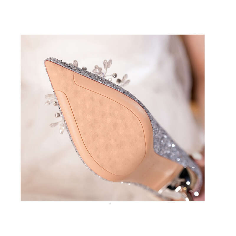 Leisurely Wedding Banquet High Shallow Mouth, Glitter Rhinestones, Bow, Single Shoes, Women's Shoes_voghion.com