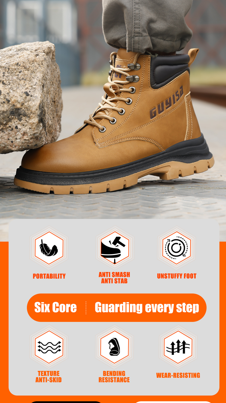 GUYISA Scarpe antinfortunistiche alte con punta in acciaio, impermeabili, antiscivolo, verde oliva 39-45 F063_voghion.com