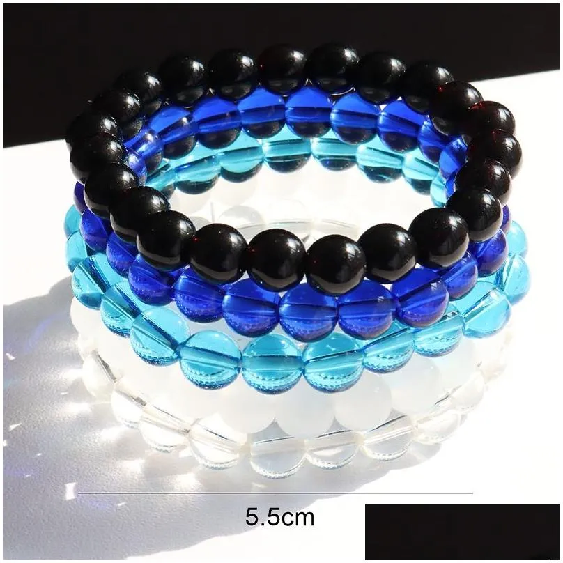 Set di bracciali con perline di vetro per donna e uomo elastici_voghion.com