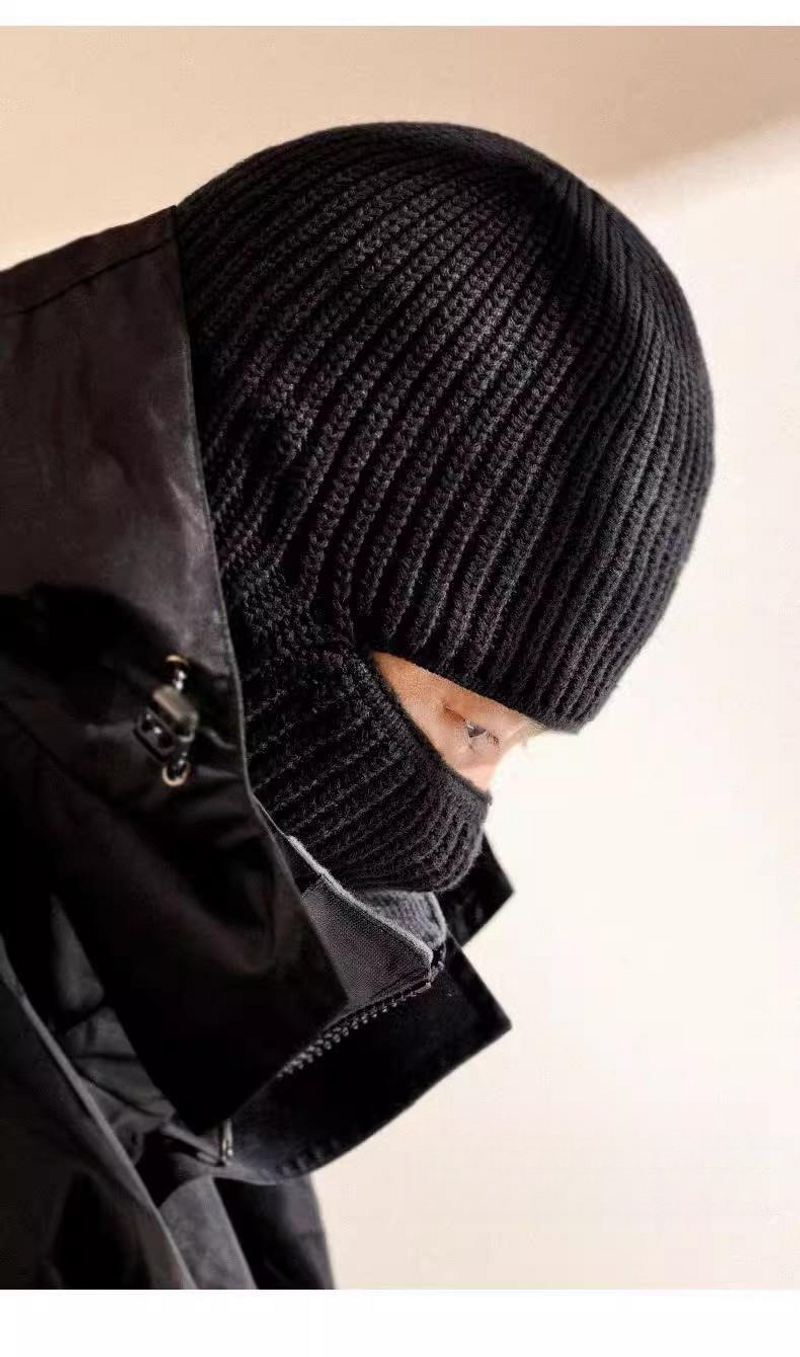 Balaklafa Autumn And Winter Knitted Cold Hat Headset Riding Windproof Face Mask Men's_voghion.com