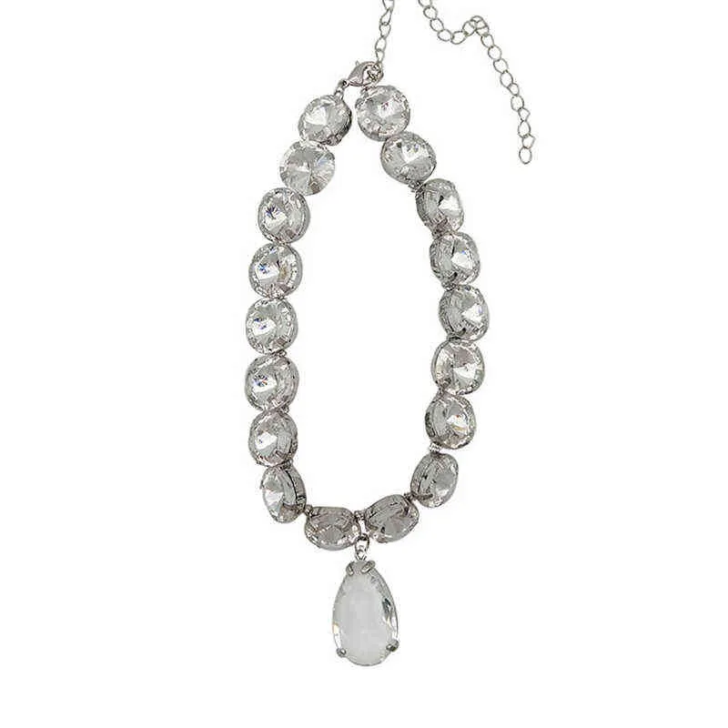 Peri'sbox Collier ras du cou vintage en forme de larme pour femme, collier en strass, grand collier pour bijoux de mariage, L220812_voghion.com