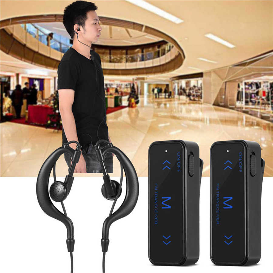 2 stk. mini walkie talkie 400-470 MHz 2-vejs radio 3 W transceiver ørestykke headset ørekopper USB-drevet 1,86-0,62 mil afstand ny_voghion.com