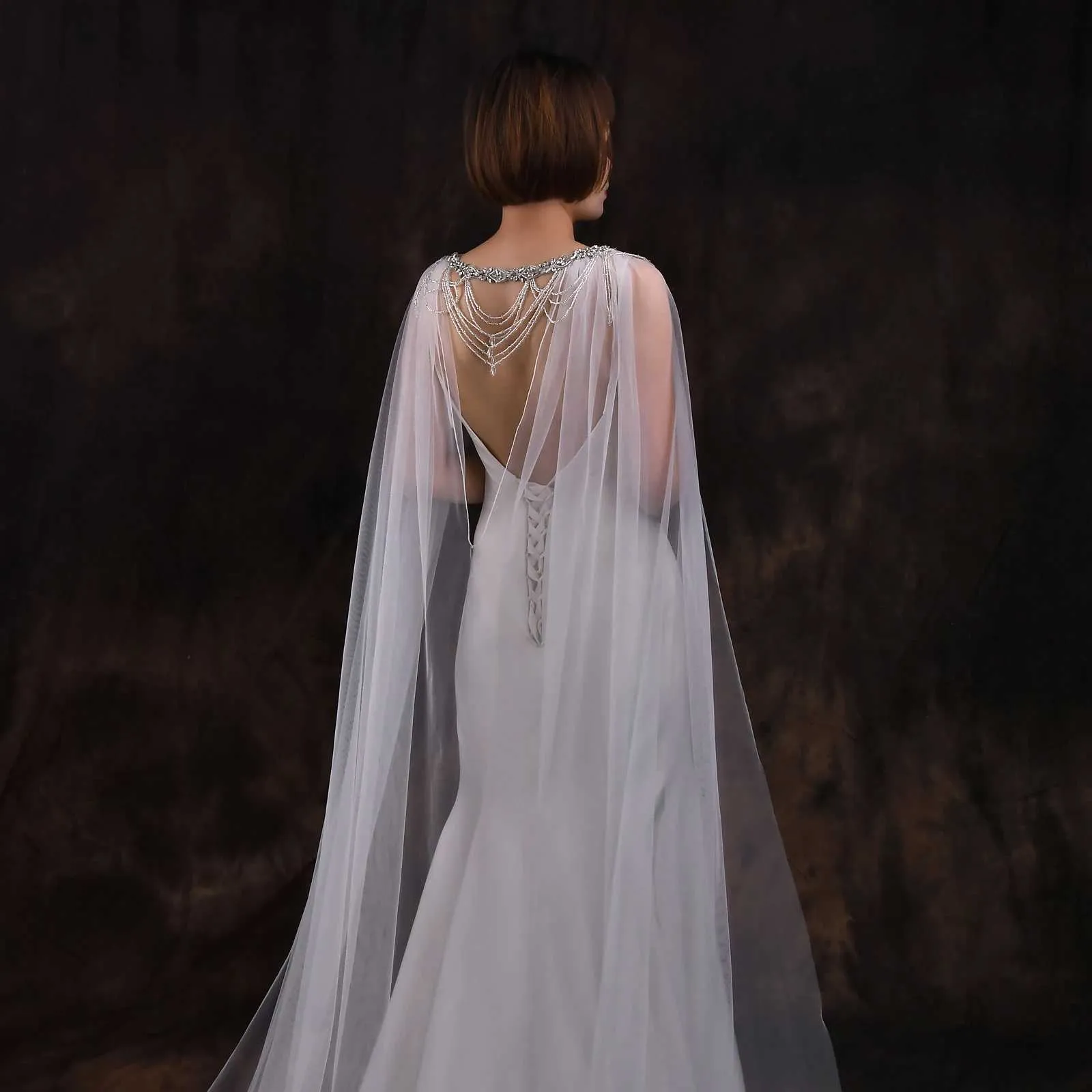Hårsmycken Dam VG83 Lång Katedralbrudmantel Slöja Bröllopsaccessoarer för Brud Bolero Sjal Mjuk Kväll_voghion.com