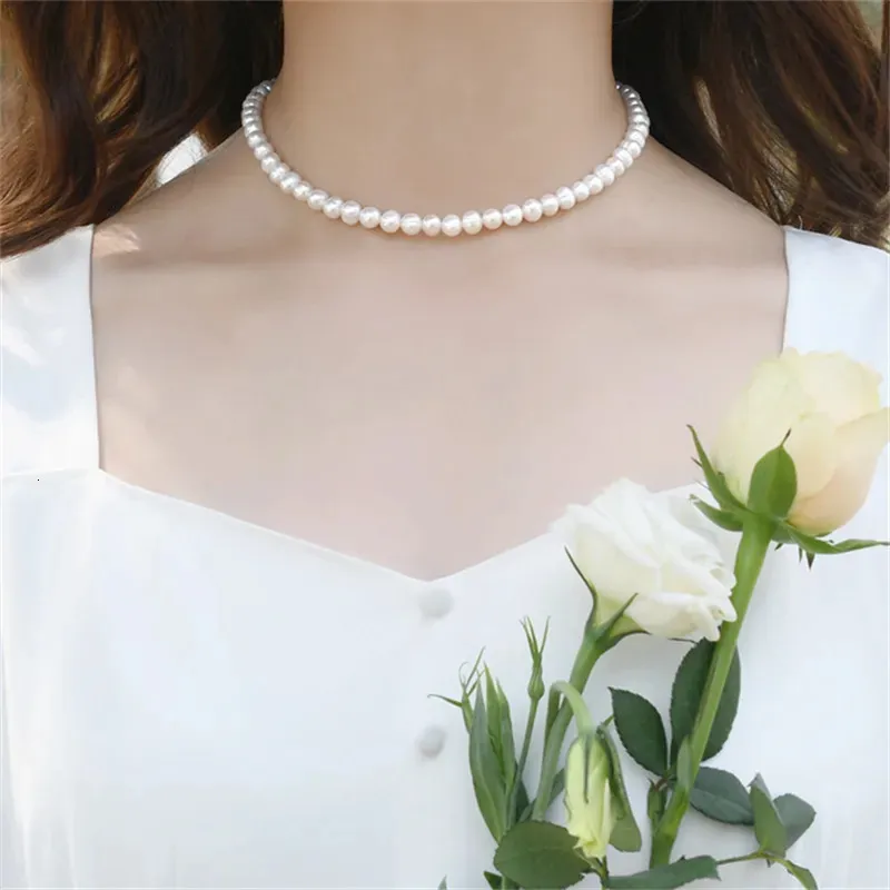 Necklaces Vintage Style Simple 6MM Pearl Chain Choker For Women Wedding Love Shell Pendant Necklace Fashion Jewelry_voghion.com