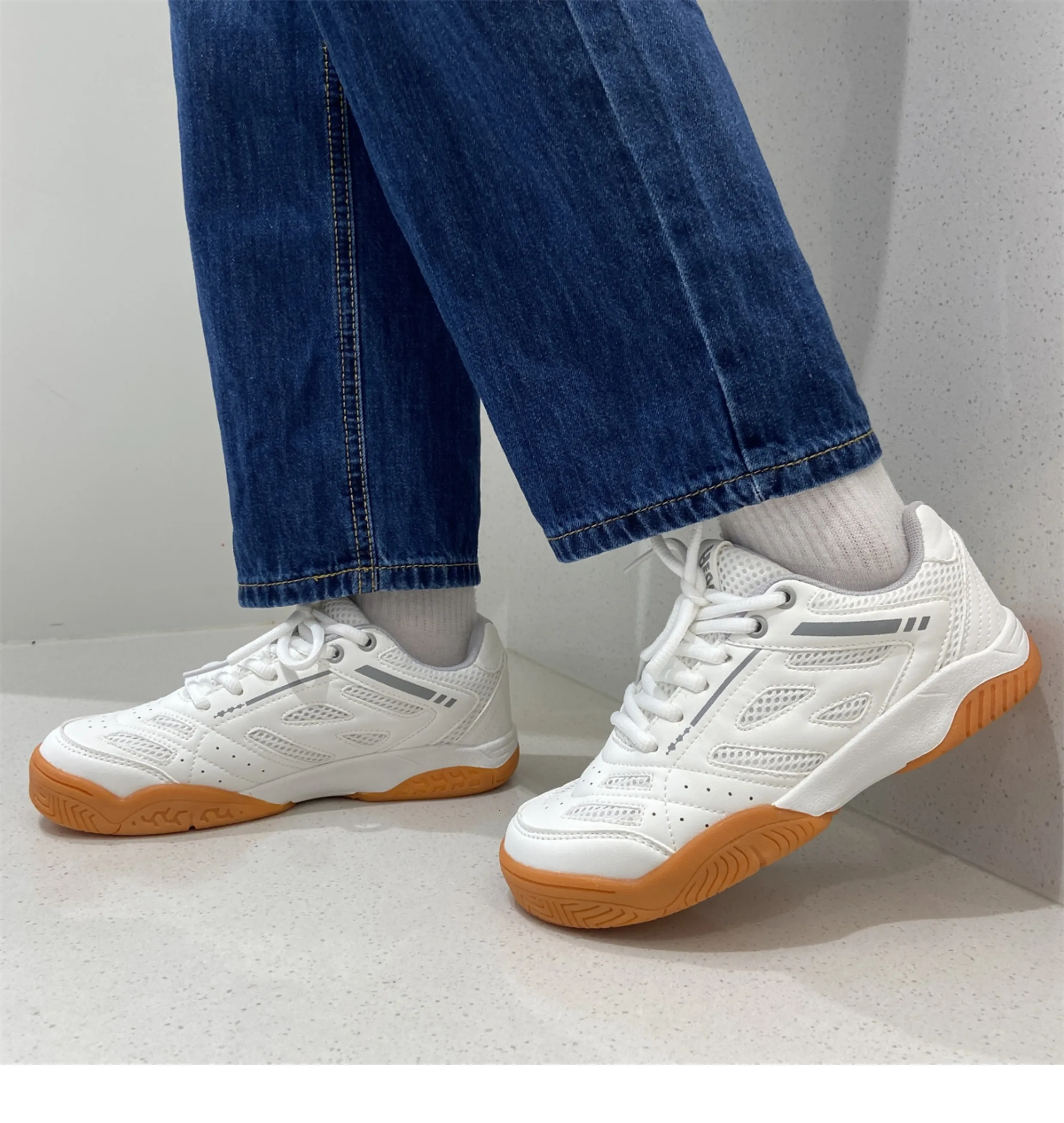 White Mesh Sports Sneakers Women - Ideal for Student Use in Table Tennis, Badminton, and Running Activities_voghion.com