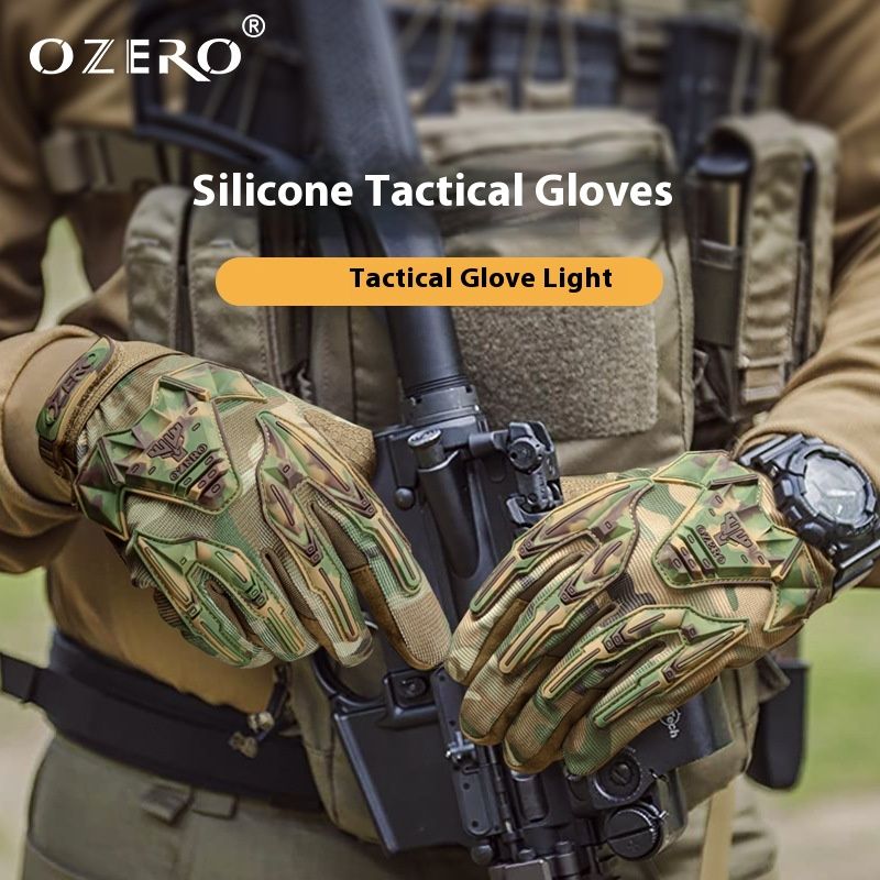 Tactical gloves, all finger camouflage touch screen, thickened puncture silicone, anti-collision anti slip outdoor_voghion.com