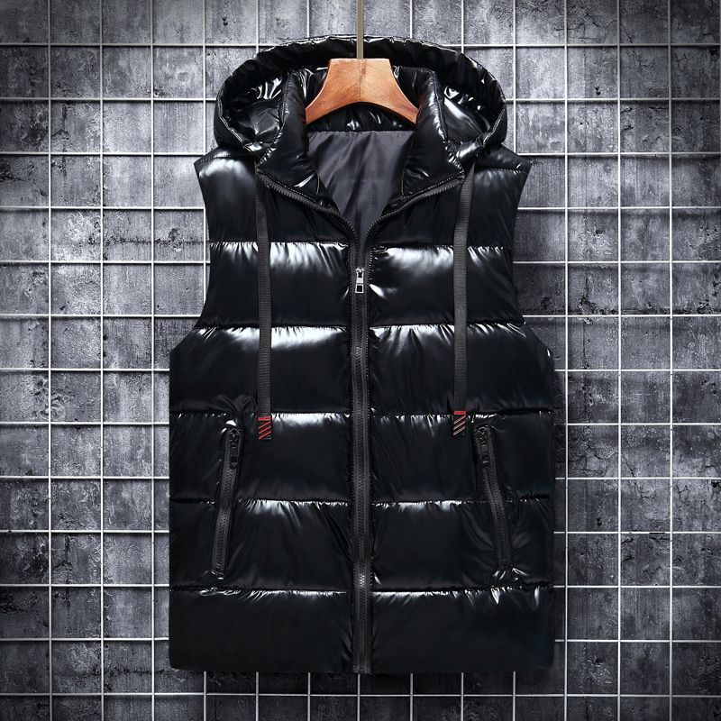 Winter new casual shiny thickened warm down cotton waistcoat men's sleeveless vest jacket