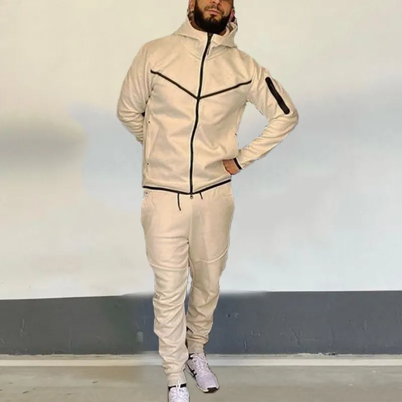 Tracuits Anzug Hoodie Mode Casual Sport Reißverschluss Jacke Hose Anzughose Männer Neu in Herren-Sets 230922_voghion.com